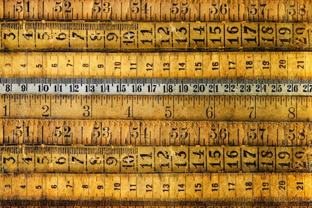 Rulers of different fonts and shapes lined up