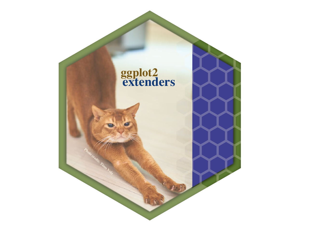 ggextenders hex showing the image of a cat stretching