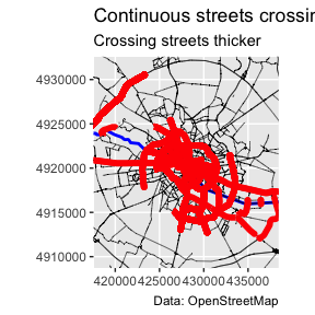 Continuous streets on a map